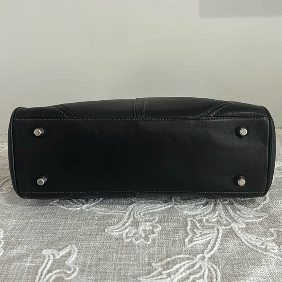 Coach Authentic EUC Hampton Smooth Black Leather Belted Detail Satchel Bag/COA - Picture 6 of 15